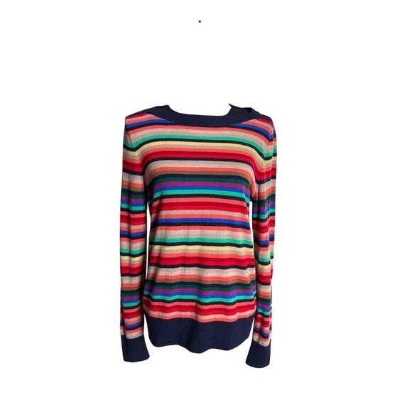 Talbots Women's Colofrul Stripe Lambswool Crewneck Sweater Size M - Picture 1 of 9